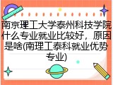 南京理工大学泰州科技学院什么专业就业比较好，原因是啥(南理工泰科就业优势专业)