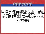 蚌埠学院有哪些专业，就业前景如何(蚌埠学院专业就业前景)
