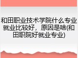 和田职业技术学院什么专业就业比较好，原因是啥(和田职院好就业专业)
