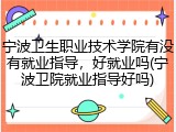 宁波卫生职业技术学院有没有就业指导，好就业吗(宁波卫院就业指导好吗)