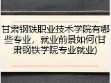 甘肃钢铁职业技术学院有哪些专业，就业前景如何(甘肃钢铁学院专业就业)