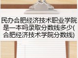 民办合肥经济技术职业学院是一本吗录取分数线多少(合肥经济技术学院分数线)
