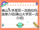 佛山大学是双一流高校吗，简单介绍(佛山大学双一流介绍)