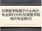 甘肃医学院属于什么档次，专业排行分析(甘肃医学院档次专业排行)