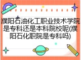 濮阳石油化工职业技术学院是专科还是本科院校呢(濮阳石化职院是专科吗)
