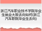 浙江汽车职业技术学院毕业生就业大致去向如何(浙江汽车职院毕业生去向)