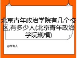 北京青年政治学院有几个校区,有多少人(北京青年政治学院规模)