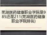 芜湖医药健康职业学院是985还是211(芜湖医药健康职业学院排名)