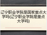 辽宁职业学院是国家重点大学吗(辽宁职业学院是重点大学吗)