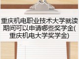 重庆机电职业技术大学就读期间可以申请哪些奖学金(重庆机电大学奖学金)