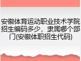 安徽体育运动职业技术学院招生编码多少，隶属哪个部门(安徽体职招生代码)