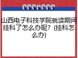 山西电子科技学院就读期间挂科了怎么办呢？(挂科怎么办)