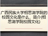 广西民族大学相思湖学院的校园文化是什么，简介(相思湖学院校园文化)