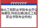 湖北工程职业学院专业开设有哪些,特色在哪(湖北工程职业学院专业特色)