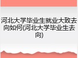 河北大学毕业生就业大致去向如何(河北大学毕业生去向)