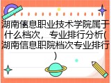 湖南信息职业技术学院属于什么档次，专业排行分析(湖南信息职院档次专业排行)