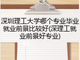 深圳理工大学哪个专业毕业就业前景比较好(深理工就业前景好专业)