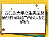 广西民族大学招生类型及申请条件解读(广西民大招生解析)