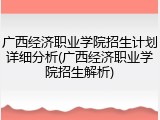 广西经济职业学院招生计划详细分析(广西经济职业学院招生解析)