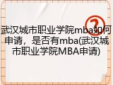 武汉城市职业学院mba如何申请，是否有mba(武汉城市职业学院MBA申请)