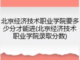 北京经济技术职业学院要多少分才能进(北京经济技术职业学院录取分数)