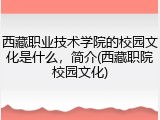 西藏职业技术学院的校园文化是什么，简介(西藏职院校园文化)