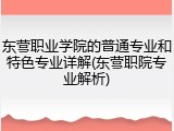 东营职业学院的普通专业和特色专业详解(东营职院专业解析)