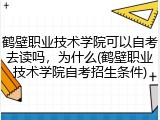 鹤壁职业技术学院可以自考去读吗，为什么(鹤壁职业技术学院自考招生条件)