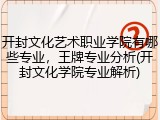 开封文化艺术职业学院有哪些专业，王牌专业分析(开封文化学院专业解析)
