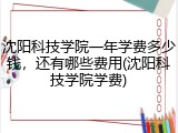 沈阳科技学院一年学费多少钱，还有哪些费用(沈阳科技学院学费)