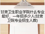 甘肃卫生职业学院什么专业最好，一年招多少人(甘肃卫院专业招生人数)
