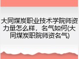 大同煤炭职业技术学院师资力量怎么样，名气如何(大同煤炭职院师资名气)