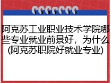 阿克苏工业职业技术学院哪些专业就业前景好，为什么(阿克苏职院好就业专业)