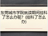 东莞城市学院就读期间挂科了怎么办呢？(挂科了怎么办)