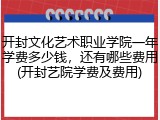 开封文化艺术职业学院一年学费多少钱，还有哪些费用(开封艺院学费及费用)