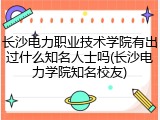 长沙电力职业技术学院有出过什么知名人士吗(长沙电力学院知名校友)