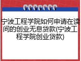 宁波工程学院如何申请在读间的创业无息贷款(宁波工程学院创业贷款)