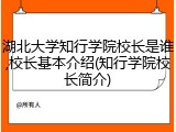 湖北大学知行学院校长是谁,校长基本介绍(知行学院校长简介)