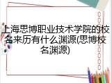 上海思博职业技术学院的校名来历有什么渊源(思博校名渊源)