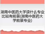 湖南中医药大学读什么专业比较有前景(湖南中医药大学前景专业)