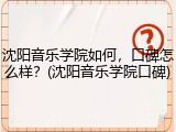 沈阳音乐学院如何，口碑怎么样？(沈阳音乐学院口碑)