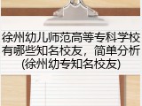 徐州幼儿师范高等专科学校有哪些知名校友，简单分析(徐州幼专知名校友)