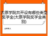 太原学院共开设有哪些类型奖学金(太原学院奖学金类别)