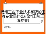 扬州工业职业技术学院的王牌专业是什么(扬州工院王牌专业)