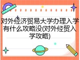 对外经济贸易大学办理入学有什么攻略没(对外经贸入学攻略)