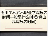 嵩山少林武术职业学院报名时间一般是什么时候(嵩山武院报名时间)