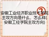 安徽工业经济职业技术学院主攻方向是什么，怎么样(安徽工经学院主攻方向)