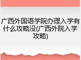 广西外国语学院办理入学有什么攻略没(广西外院入学攻略)