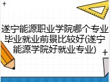 遂宁能源职业学院哪个专业毕业就业前景比较好(遂宁能源学院好就业专业)