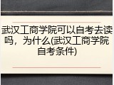 武汉工商学院可以自考去读吗，为什么(武汉工商学院自考条件)